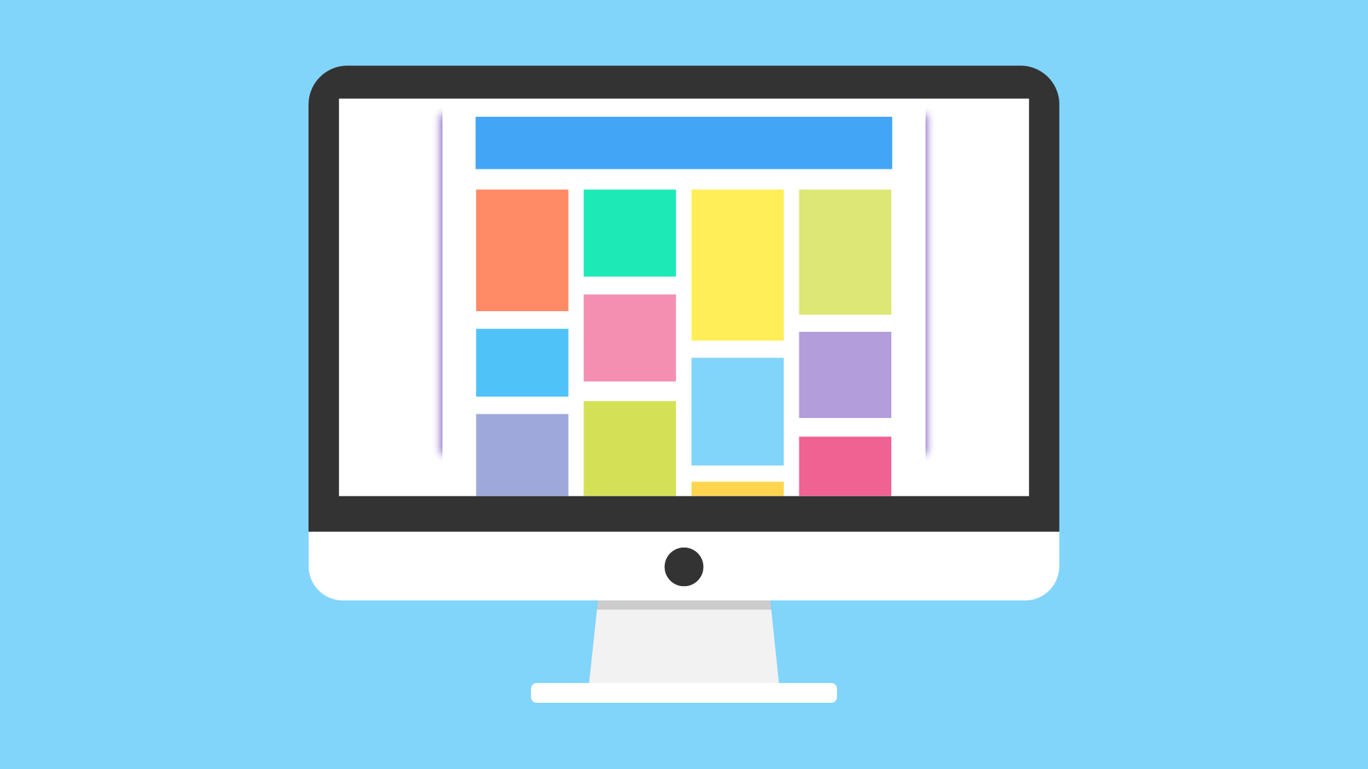 Illustration of monitor with web design grid