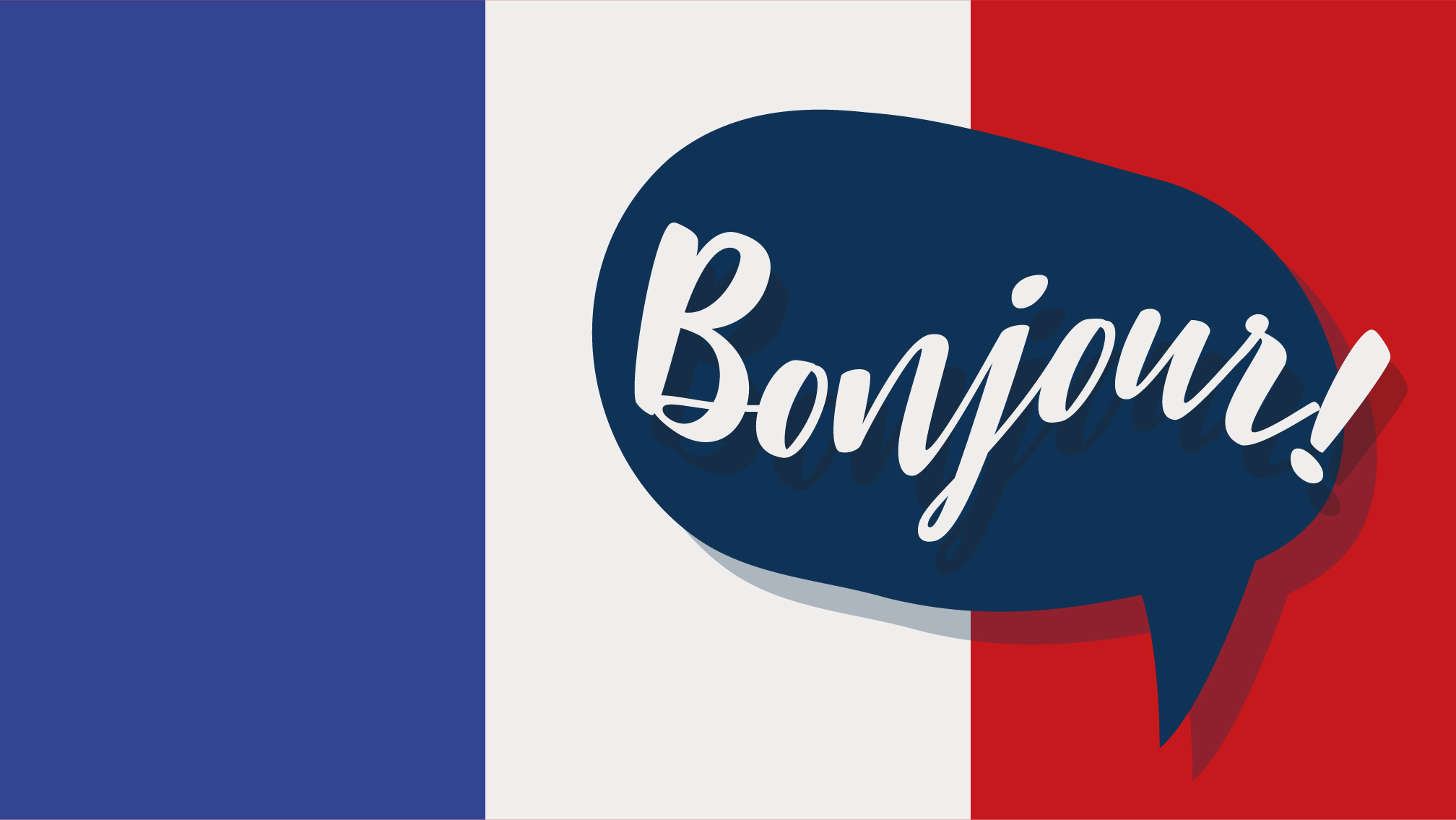 French flag with the word "Bonjour!"