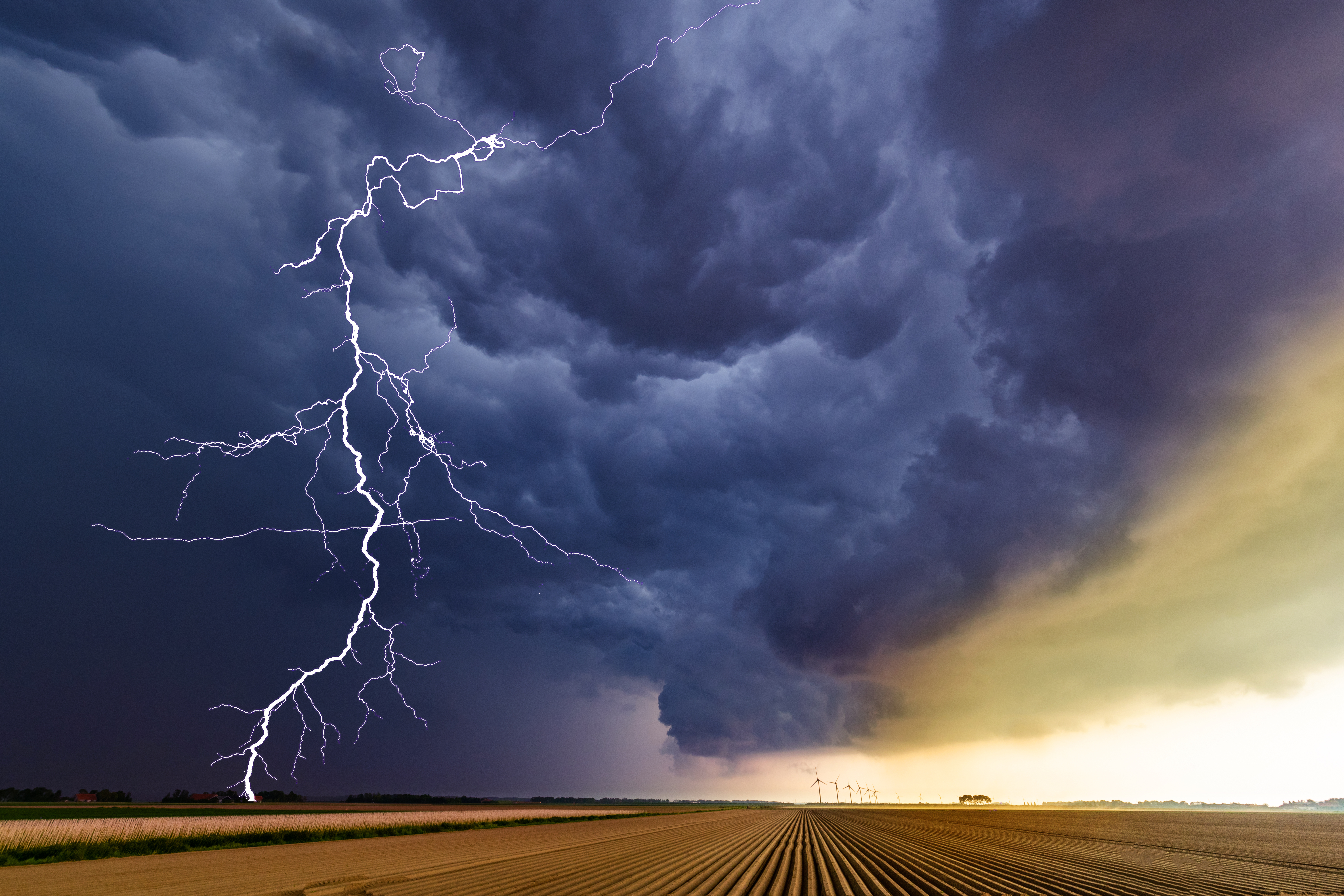 Lightning over a field