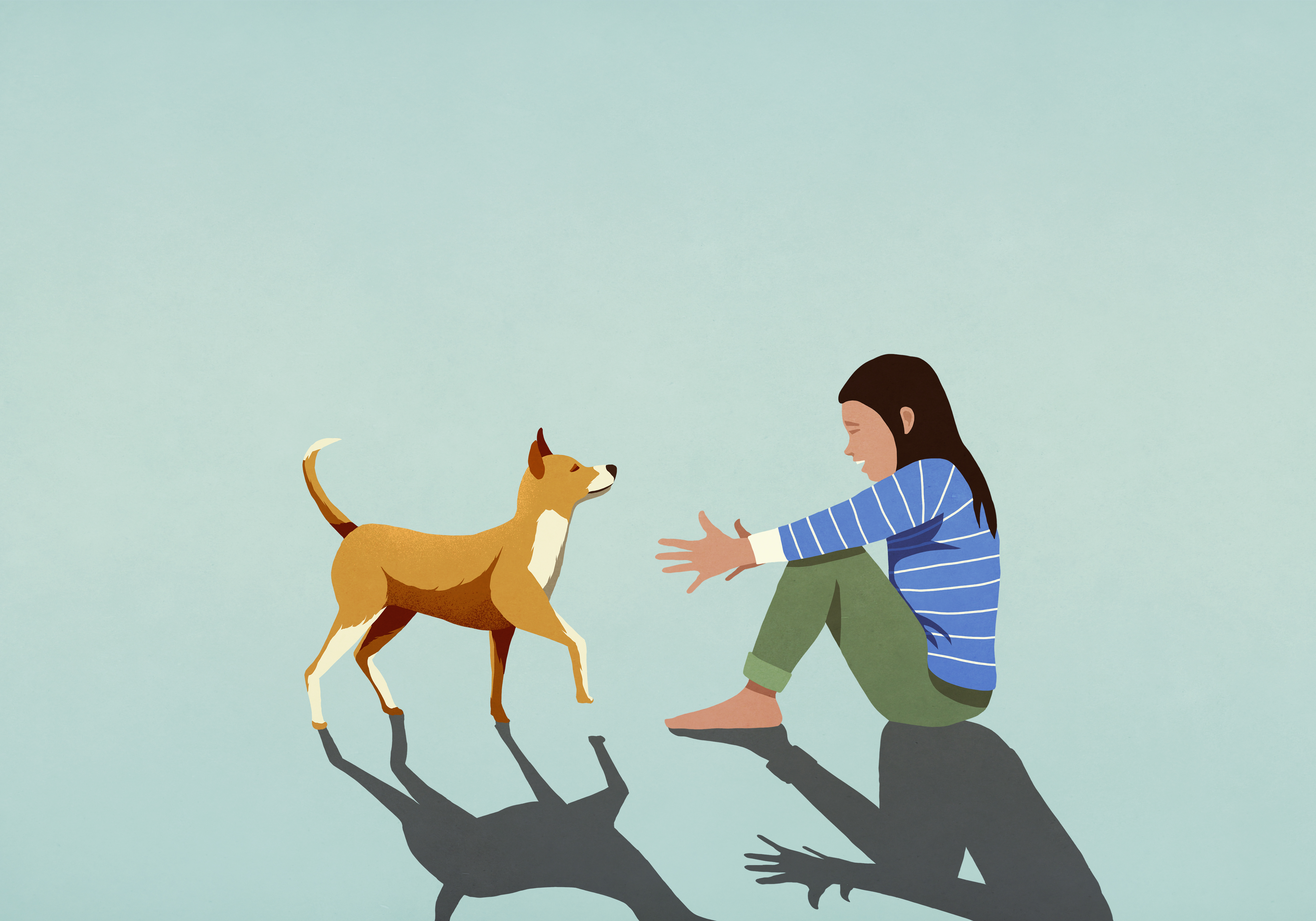 Cartoon dog and girl