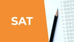 Orange field with the letters S-A-T on the left with pencil and bubble sheet on the right Orange field with the letters S-A-T on the left with pencil and bubble sheet on the right