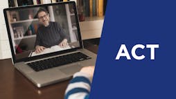 ACT: a tutor smiling on a laptop screen ACT: a tutor smiling on a laptop screen