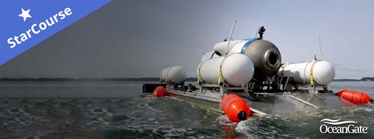 OceanGate submarine on top of the water OceanGate submarine on top of the water