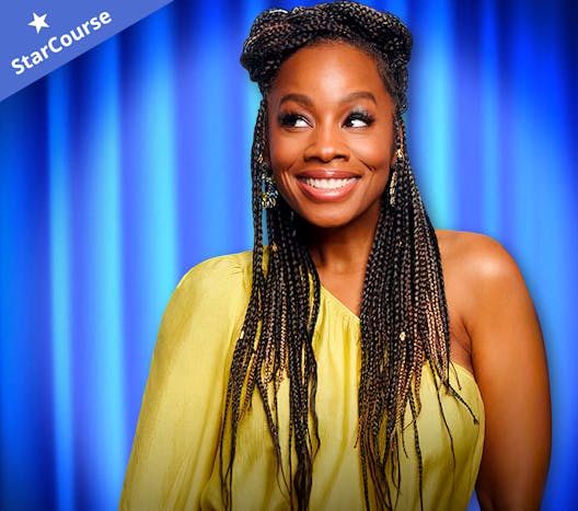 Anika Noni Rose on a blue background Anika Noni Rose on a blue background