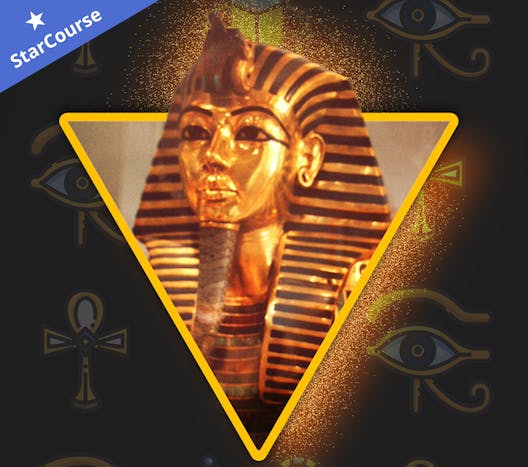 King Tut's mummy imposed on golden triangle King Tut's mummy imposed on golden triangle