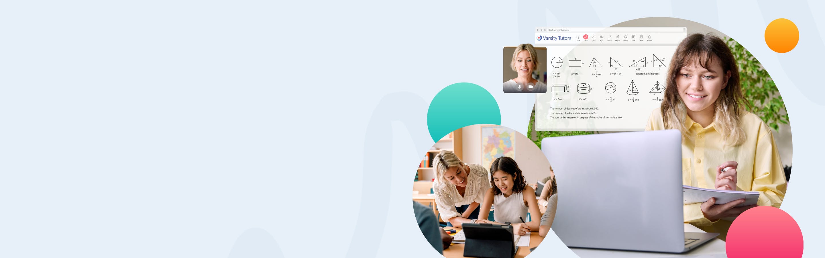 Teacher supporting student in classroom and online Teacher supporting student in classroom and online