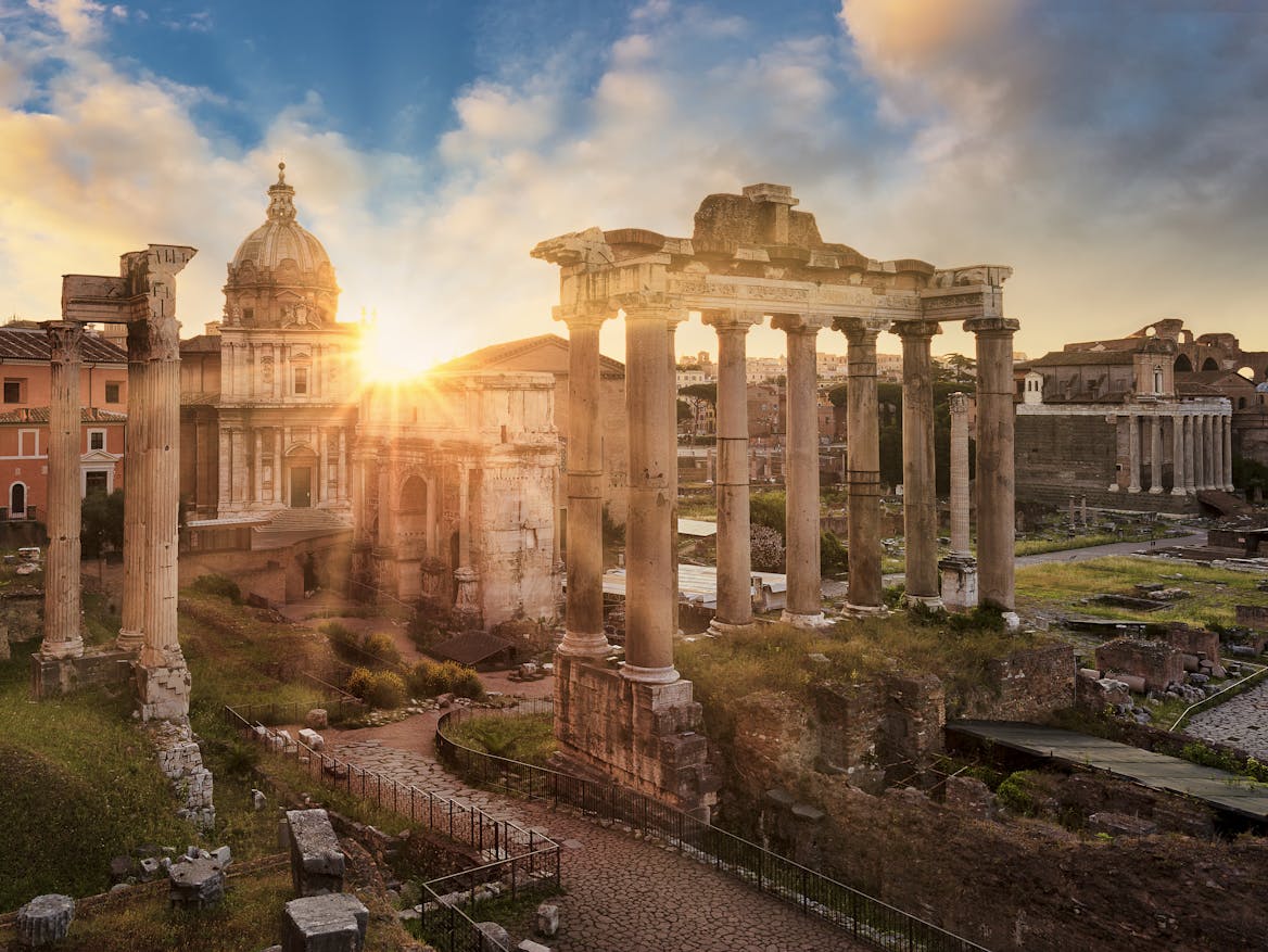 ancient ruins against a sunset ancient ruins against a sunset