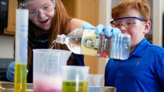 Children doing science experiment