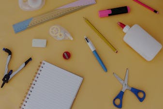 Craft supplies on a desk